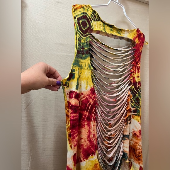 ⚪️ Love an Multicolor Tie-Dye High-Low Top Size XL Fun Festival Hippie Boho - Picture 6 of 9